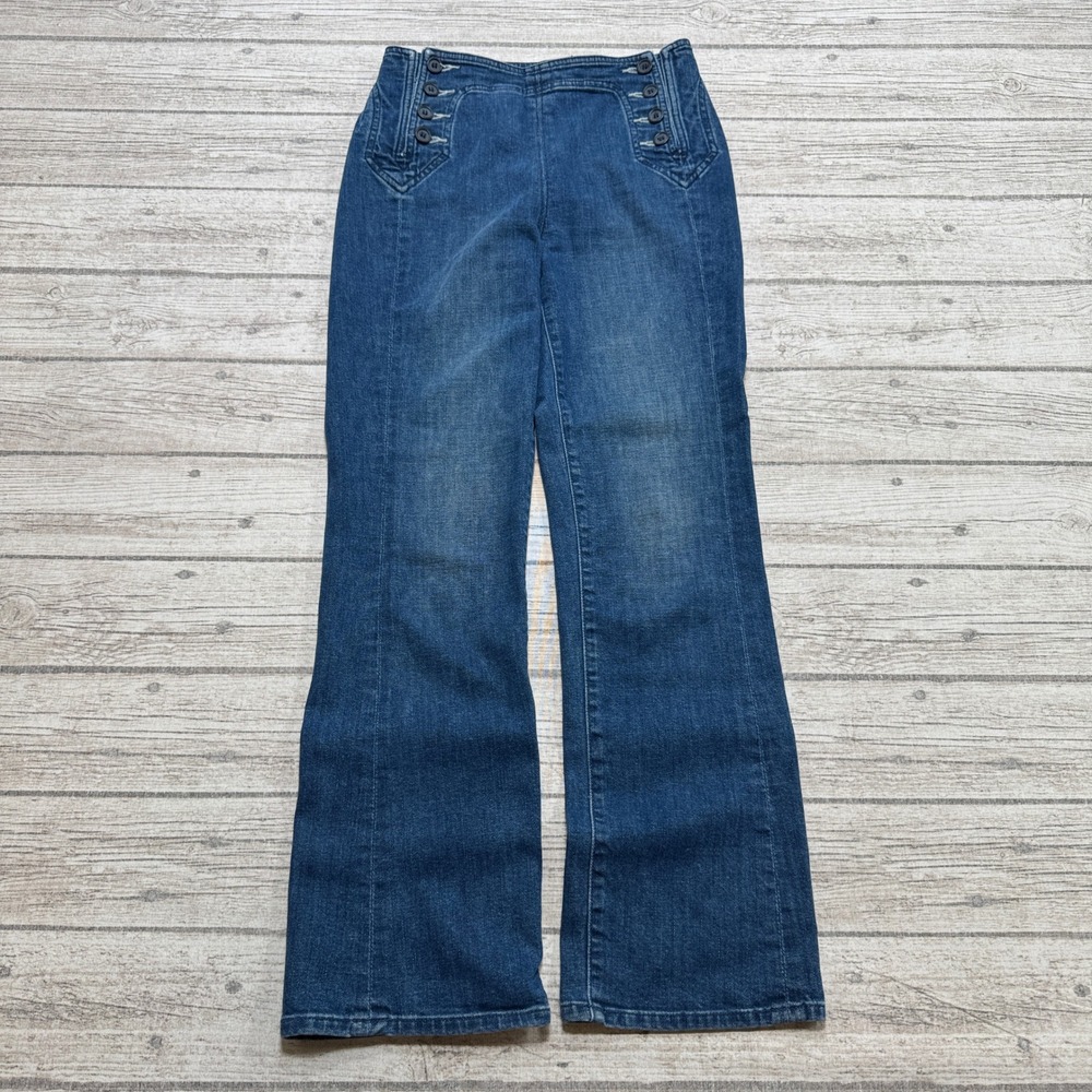 Mother Jeans Womens 25 Blue Denim High Rise Button Front Sailor Wide Leg Relaxed
